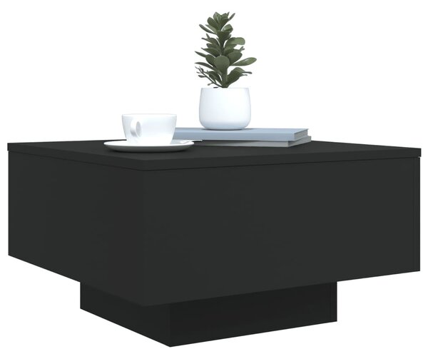 Fekete dohányzóasztal LED-lámpákkal 55 x 55 x 31 cm