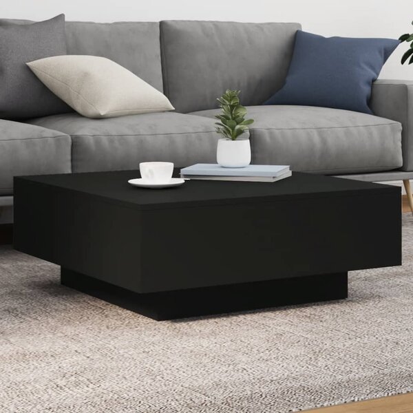 Fekete dohányzóasztal LED-lámpákkal 80 x 80 x 31 cm