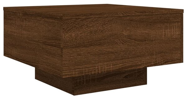 Barna tölgyszínű dohányzóasztal LED-lámpákkal 55 x 55 x 31 cm