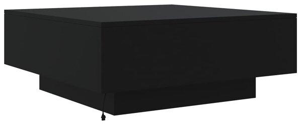 Fekete dohányzóasztal LED-lámpákkal 80 x 80 x 31 cm