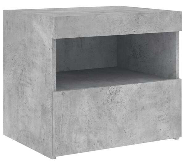 Betonszürke éjjeliszekrény LED-világítással 50 x 40 x 45 cm