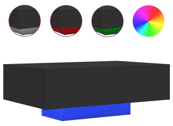 Fekete dohányzóasztal LED-lámpákkal 85 x 55 x 31 cm