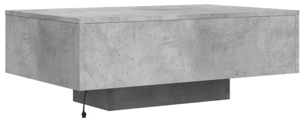 Betonszürke dohányzóasztal LED-lámpákkal 85 x 55 x 31 cm