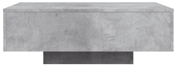 Betonszürke dohányzóasztal LED-lámpákkal 85 x 55 x 31 cm