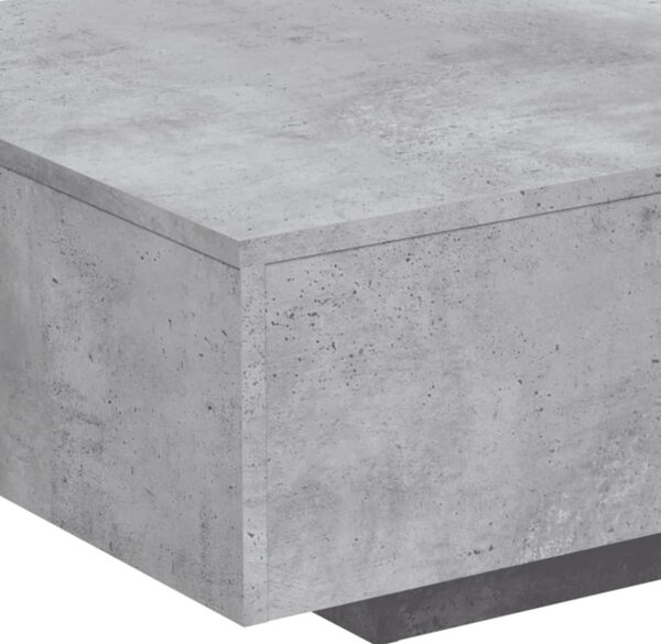 Betonszürke dohányzóasztal LED-lámpákkal 85 x 55 x 31 cm