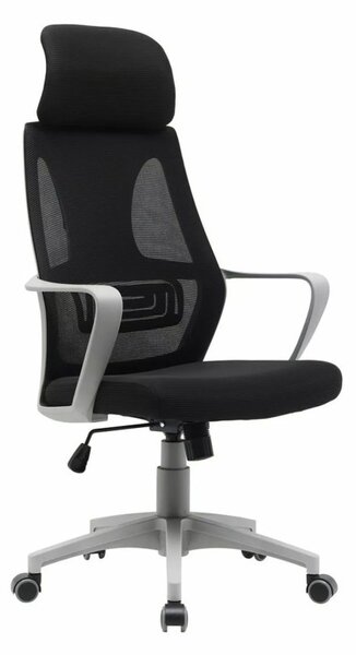 Q-095 Ergonomikus Hálós Forgószék Fejtámlával Fekete OBRQ095CSZ