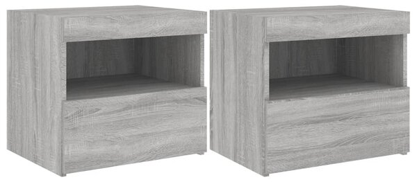 2 db szürke sonoma színű éjjeliszekrény LED-ekkel 50x40x45 cm