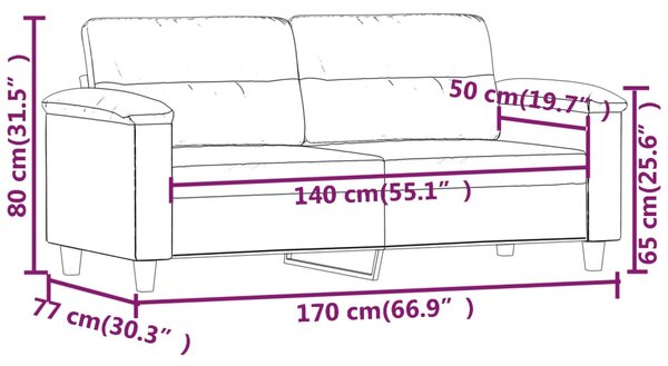 2 személyes szürke műbőr kanapé 140 cm