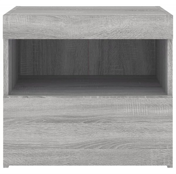 2 db szürke sonoma színű éjjeliszekrény LED-ekkel 50x40x45 cm