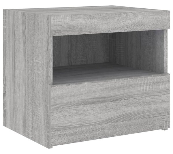 2 db szürke sonoma színű éjjeliszekrény LED-ekkel 50x40x45 cm