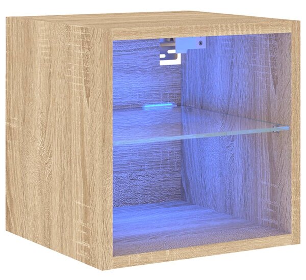Sonoma tölgy színű fali TV-szekrény LED-ekkel 30 x 28,5 x 30 cm