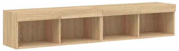 2 db sonoma tölgy színű TV-szekrény LED-ekkel 80x30x30 cm