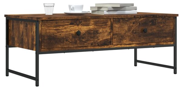 Füstös tölgy színű szerelt fa dohányzóasztal 101 x 49 x 39,5 cm