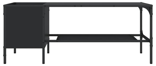 Fekete szerelt fa dohányzóasztal állvánnyal 100 x 51 x 40 cm