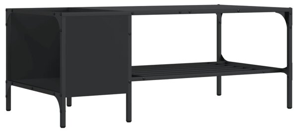 Fekete szerelt fa dohányzóasztal állvánnyal 100 x 51 x 40 cm
