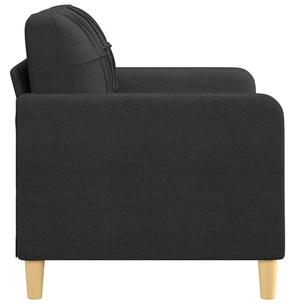 Kétszemélyes fekete szövetkanapé 120 cm