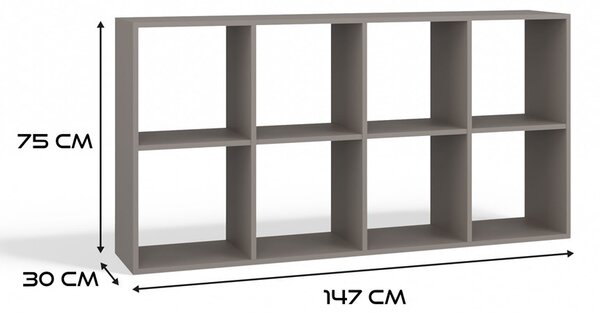 Aldabra Malax 2x4 polc, 147x75x30 cm, agyag színű