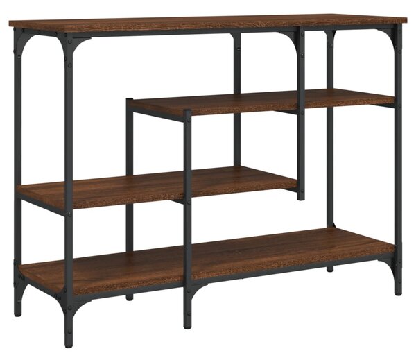 Barna tölgyszínű tálalóasztal polcokkal 100 x 35 x 75 cm