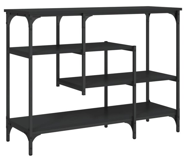 Fekete tálalóasztal polcokkal 100 x 35 x 75 cm