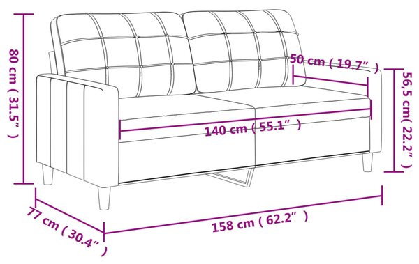 Kétszemélyes krémszínű szövetkanapé 140 cm