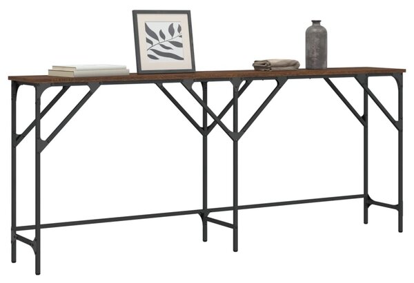 Barna tölgyszínű szerelt fa tálalóasztal 180x29x75 cm