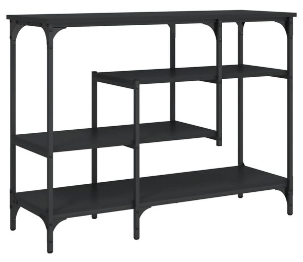 Fekete tálalóasztal polcokkal 100 x 35 x 75 cm