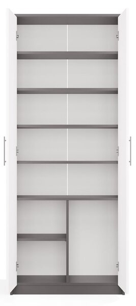 Aldabra Oliv 2D könyvespolc, irodai szekrény, 74x180x35 cm, antracit-fehér