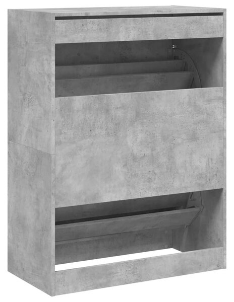 Betonszürke cipőszekrény 2 kihajtható fiókkal 80 x 42 x 108 cm