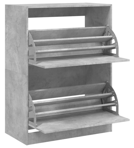 Betonszürke cipőszekrény 2 kihajtható fiókkal 80 x 42 x 108 cm