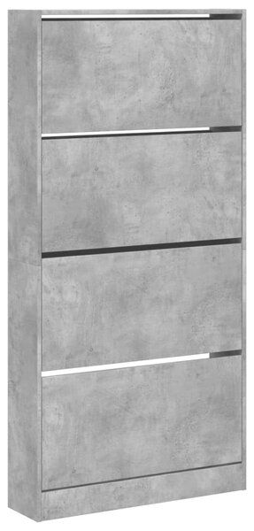 Betonszürke cipőszekrény 4 kihajtható fiókkal 80x21x163,5 cm