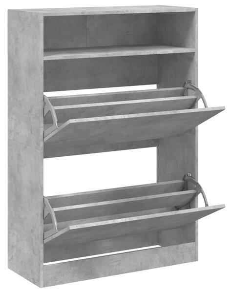 Betonszürke cipőszekrény 2 kihajtható fiókkal 80 x 34 x 116 cm