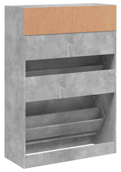 Betonszürke cipőszekrény 2 kihajtható fiókkal 80 x 34 x 116 cm