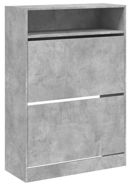 Betonszürke cipőszekrény 2 kihajtható fiókkal 80 x 34 x 116 cm