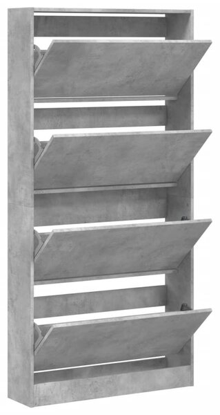 Betonszürke cipőszekrény 4 kihajtható fiókkal 80x21x163,5 cm