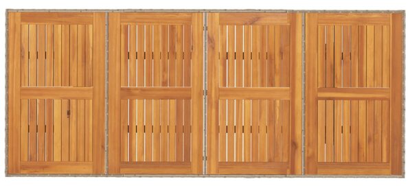 Bézs polyrattan akácfa lapos kerti asztal 190 x 80 x 74 cm