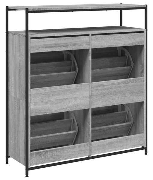 Szürke sonoma cipőszekrény 4 kihajtható fiókkal 100x34x112 cm