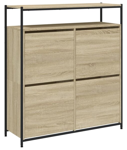 Sonoma tölgy cipőszekrény 4 kihajtható fiókkal 100x34x112 cm