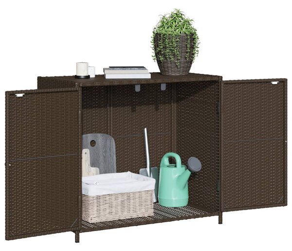Barna polyrattan kerti tárolószekrény 83x45x76 cm