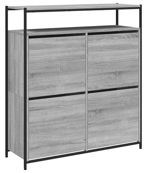 Szürke sonoma cipőszekrény 4 kihajtható fiókkal 100x34x112 cm