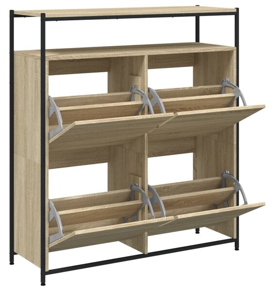 Sonoma tölgy cipőszekrény 4 kihajtható fiókkal 100x34x112 cm