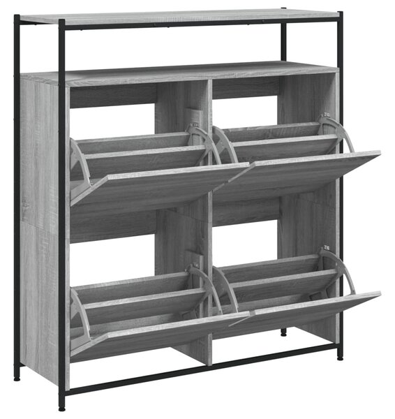 Szürke sonoma cipőszekrény 4 kihajtható fiókkal 100x34x112 cm