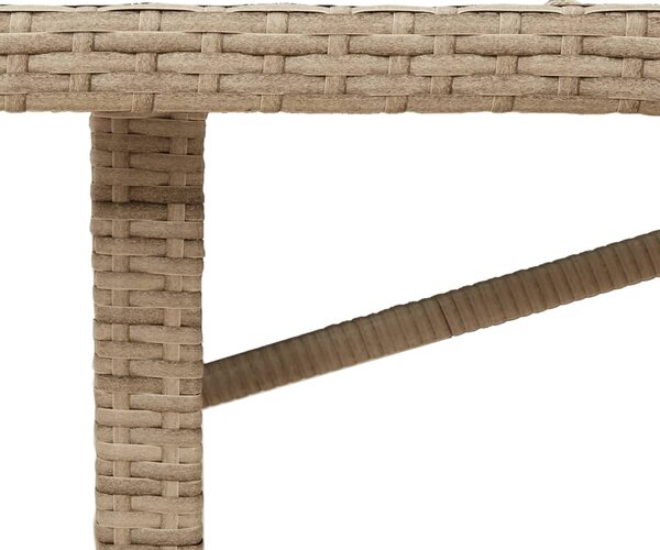 Bézs polyrattan akácfa lapos kerti asztal 190 x 80 x 74 cm