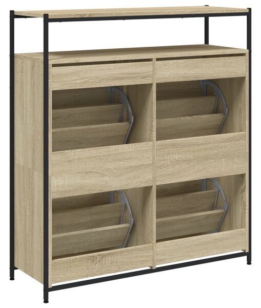 Sonoma tölgy cipőszekrény 4 kihajtható fiókkal 100x34x112 cm