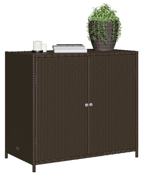 Barna polyrattan kerti tárolószekrény 83x45x76 cm