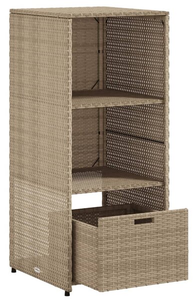 Bézs polyrattan kerti tárolószekrény 50 x 55 x 115 cm