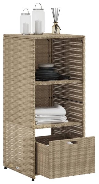Bézs polyrattan kerti tárolószekrény 50 x 55 x 115 cm