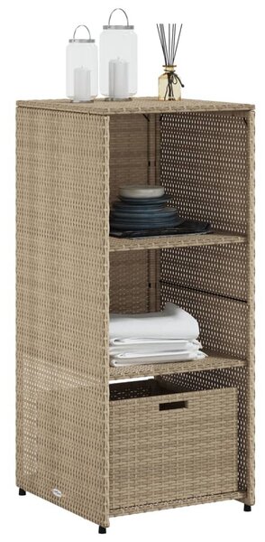 Bézs polyrattan kerti tárolószekrény 50 x 55 x 115 cm