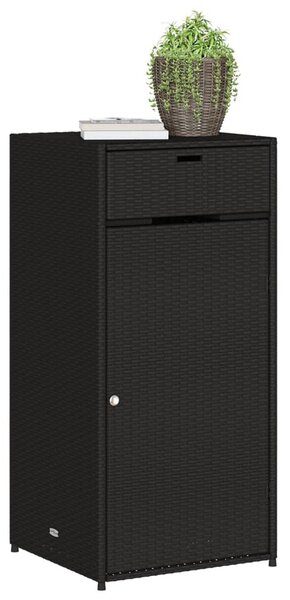 Fekete polyrattan kerti tárolószekrény 55 x 55 x 111 cm