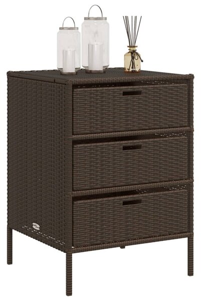 Barna polyrattan kerti tárolószekrény 55 x 59 x 80 cm