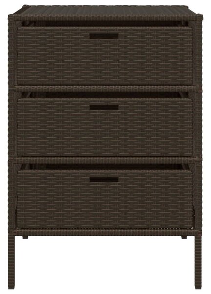 Barna polyrattan kerti tárolószekrény 55 x 59 x 80 cm
